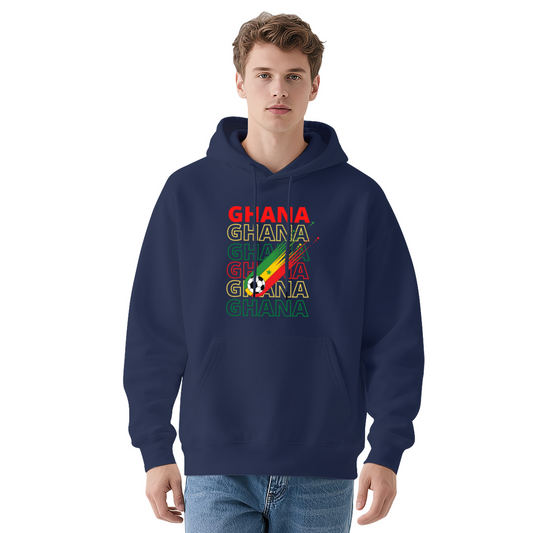 Ghana Football Flag Navy Hoodie, Unisex Sporty Comfort Sweatshirt