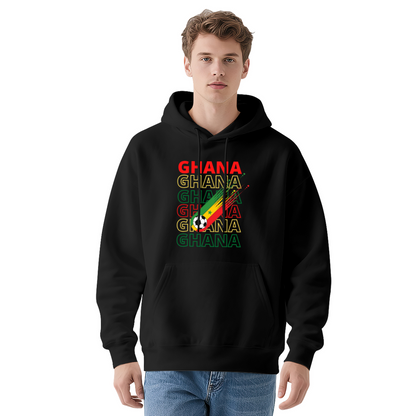 Ghana Football Flag Navy Hoodie, Unisex Sporty Comfort Sweatshirt