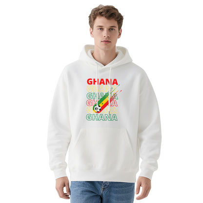 Ghana Football Flag Navy Hoodie, Unisex Sporty Comfort Sweatshirt
