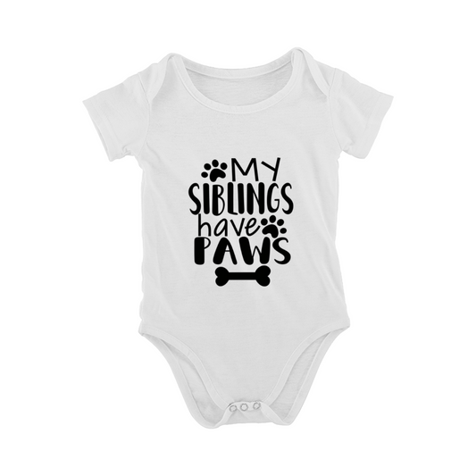 My Siblings Have Paws Cute Pet Lover Baby Bodysuit