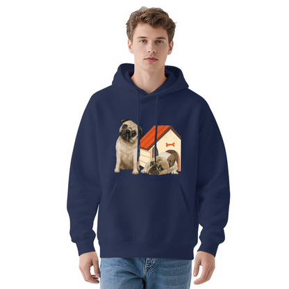 Two Cute Pugs Pet Lover Cozy Black Hoodie, Daily Relax Top
