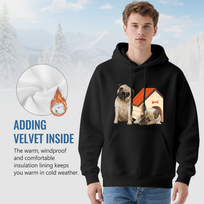 Two Cute Pugs Pet Lover Cozy Black Hoodie, Daily Relax Top