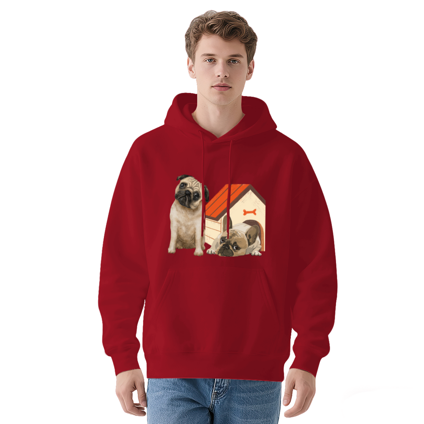 Two Cute Pugs Pet Lover Cozy Black Hoodie, Daily Relax Top