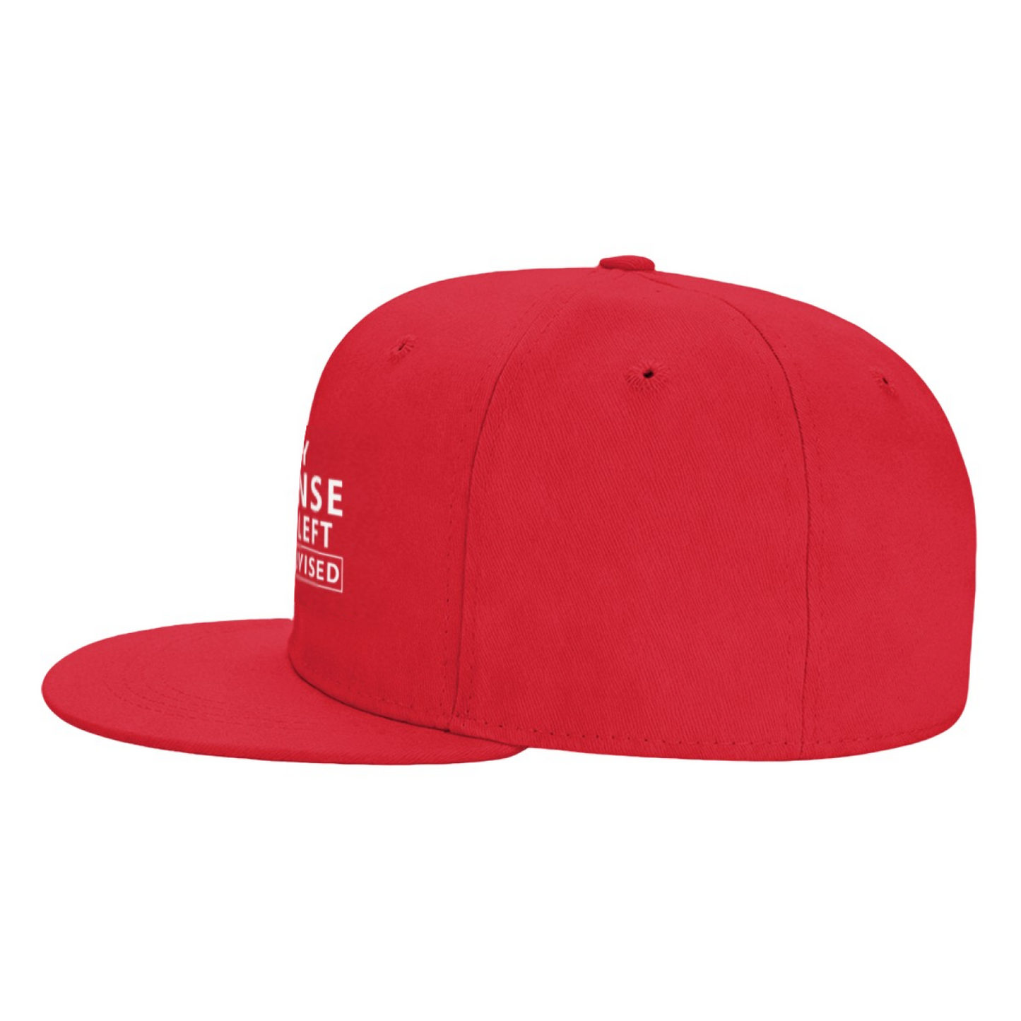 In My Defense I Was Left Unsupervised Red Flat Brim Snapback Sun Hat, Funny Sassy Quote Cap