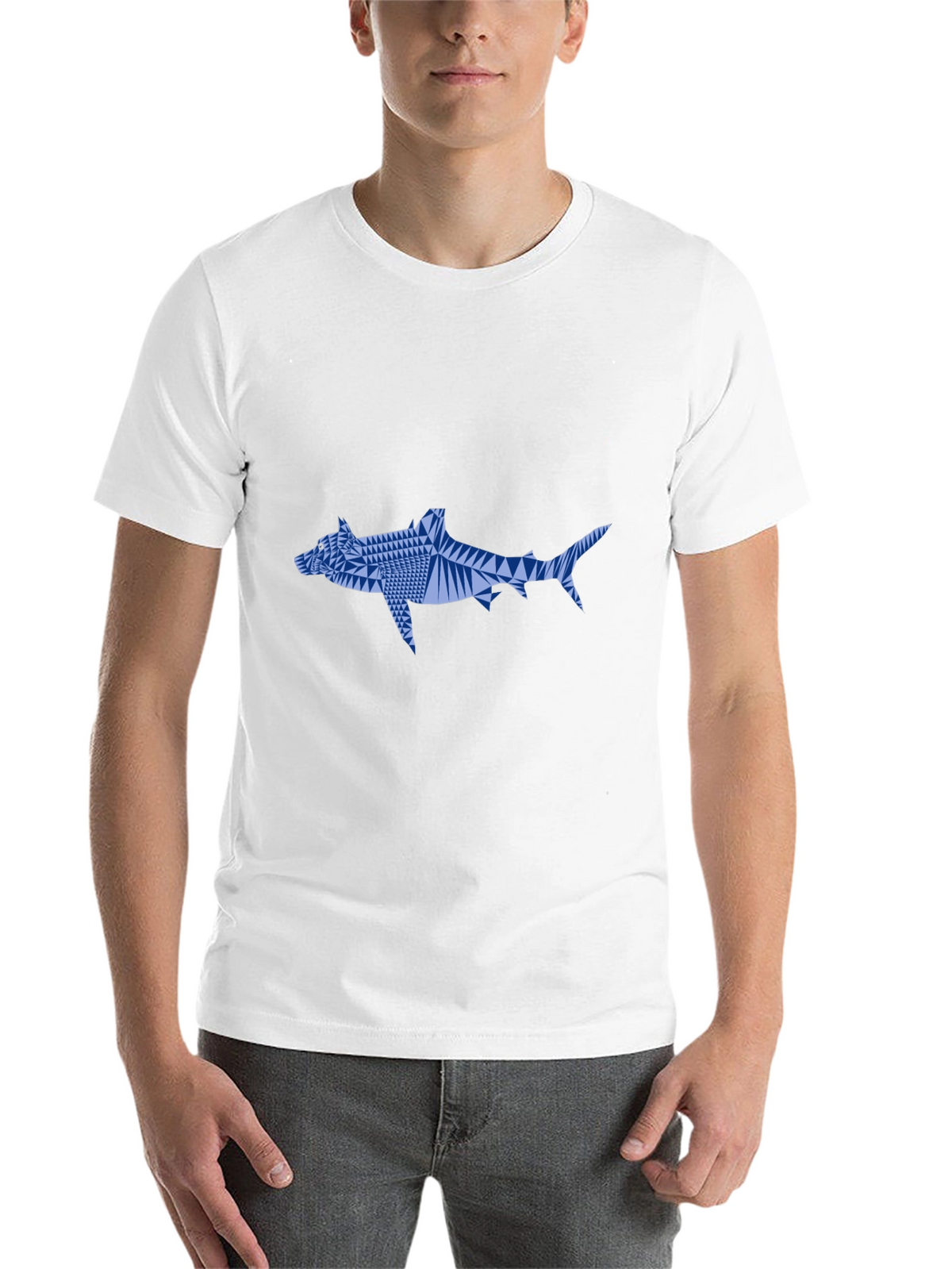 Geometric Shark Graphic Tee - Black