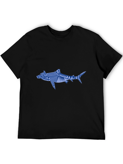 Geometric Shark Graphic Tee - Black