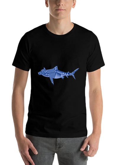 Geometric Shark Graphic Tee - Black