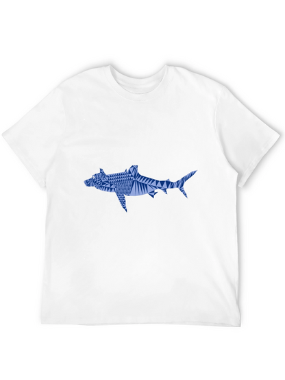Geometric Shark Graphic Tee - Black