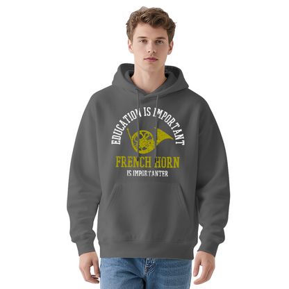 French Horn Music Lover Black Hoodie, Comfortable Band Student Casual Hoodie