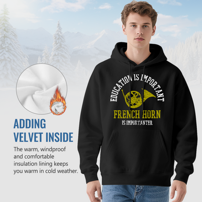French Horn Music Lover Black Hoodie, Comfortable Band Student Casual Hoodie