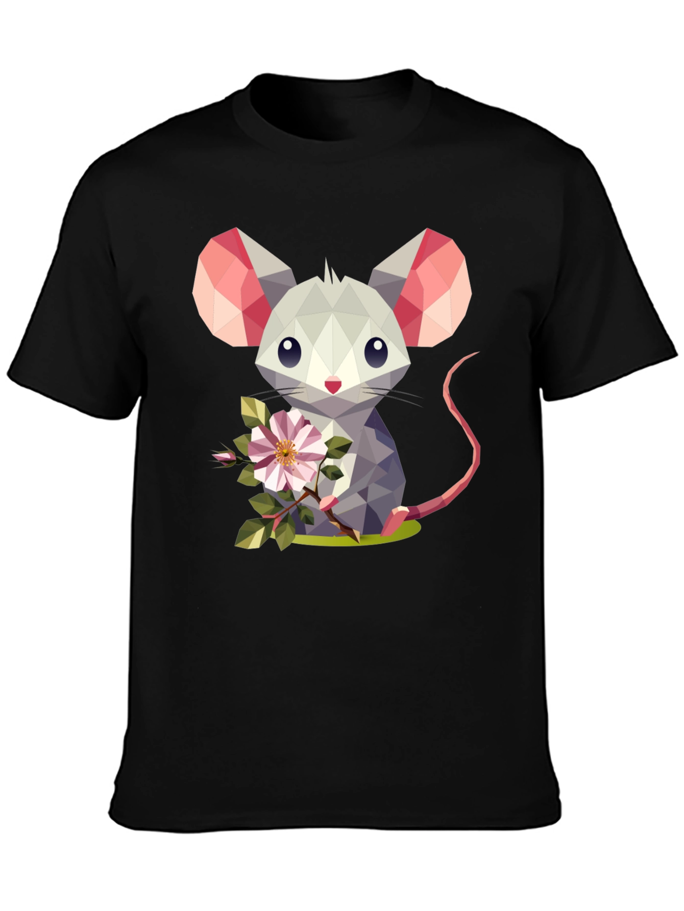 Geometric Mouse Flower T-Shirt - Stylish Graphic Tee