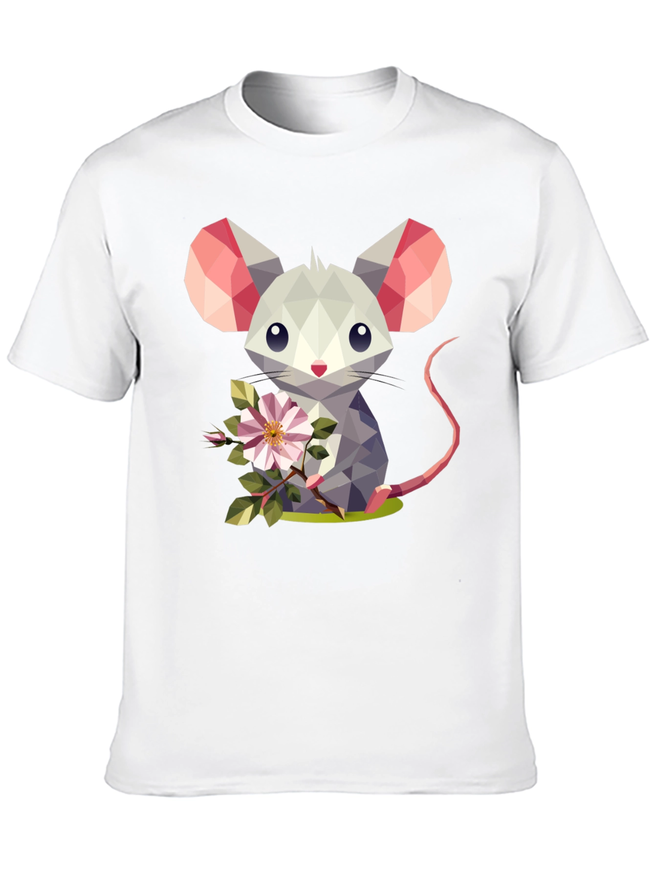 Geometric Mouse Flower T-Shirt - Stylish Graphic Tee