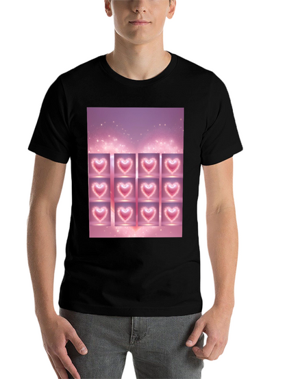 Heart Grid Graphic Tee - Trendy Black T-Shirt
