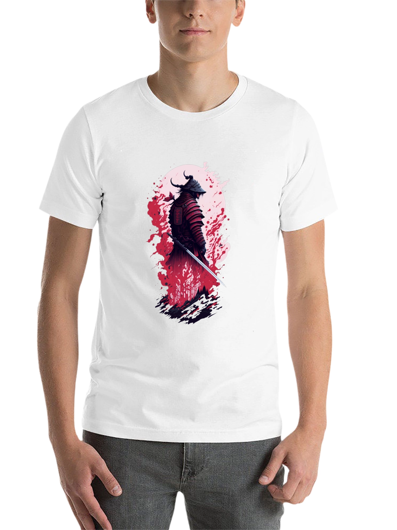 Samurai Warrior Graphic Tee - Stylish Black T-Shirt