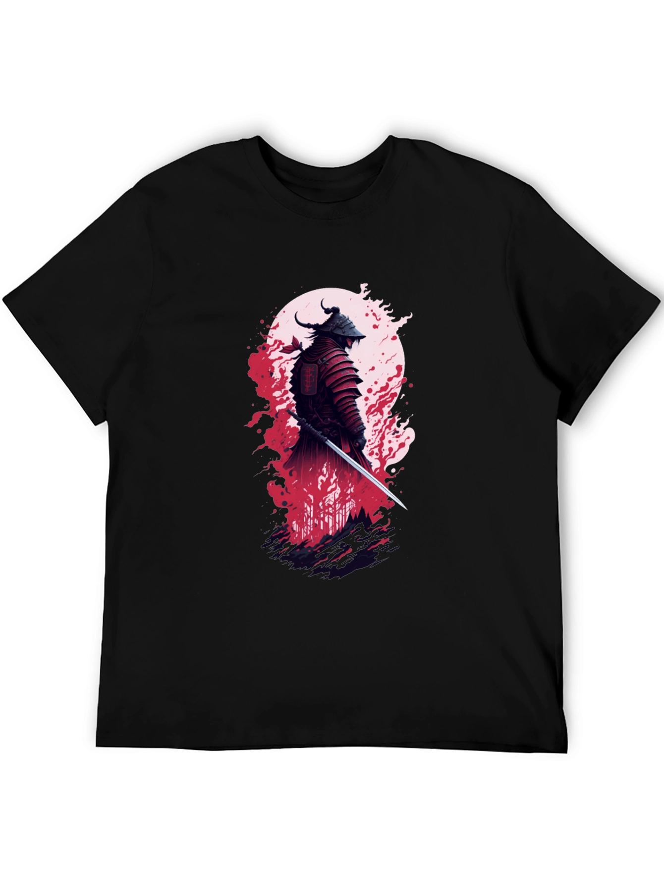 Samurai Warrior Graphic Tee - Stylish Black T-Shirt