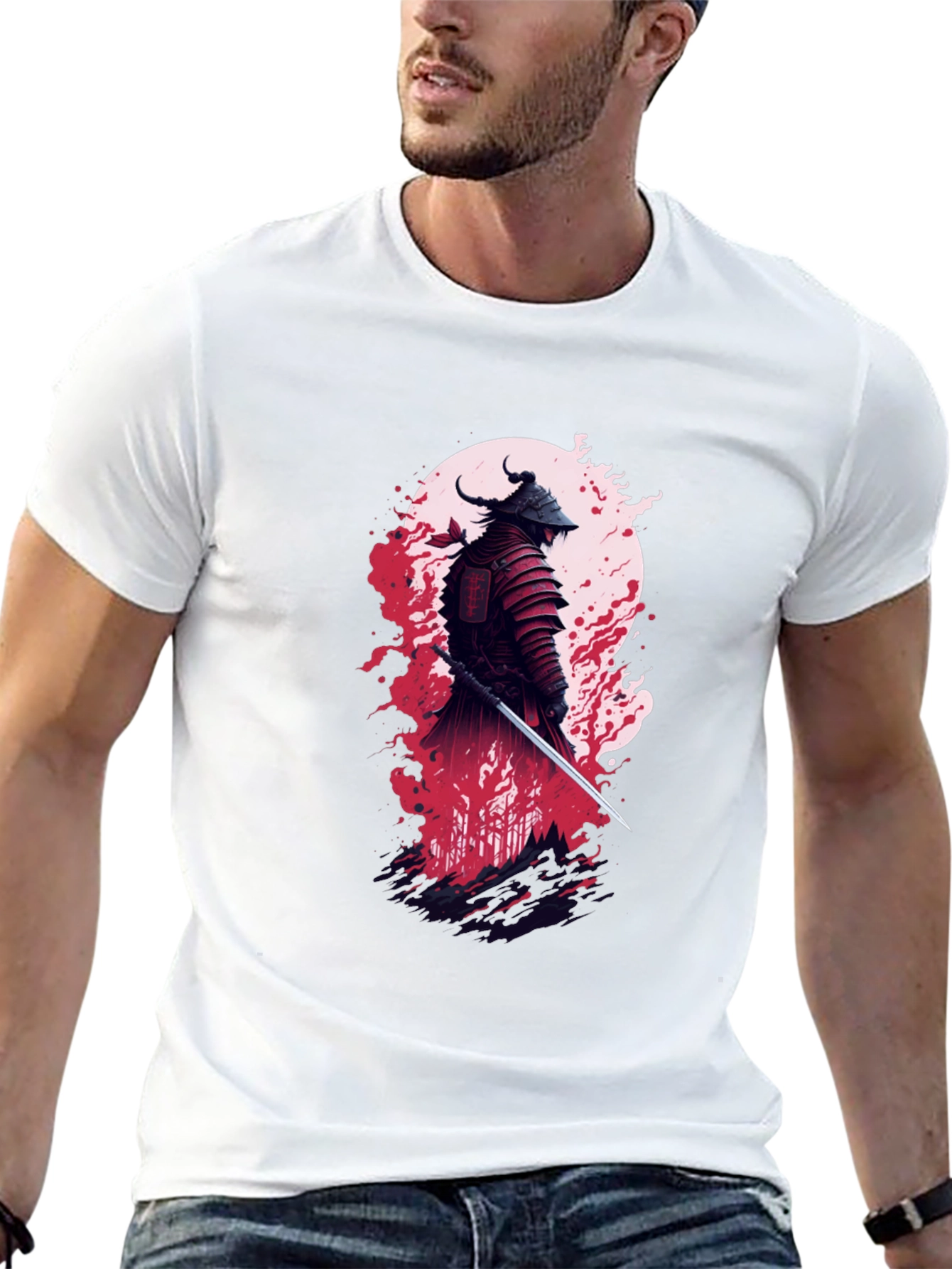 Samurai Warrior Graphic Tee - Stylish Black T-Shirt