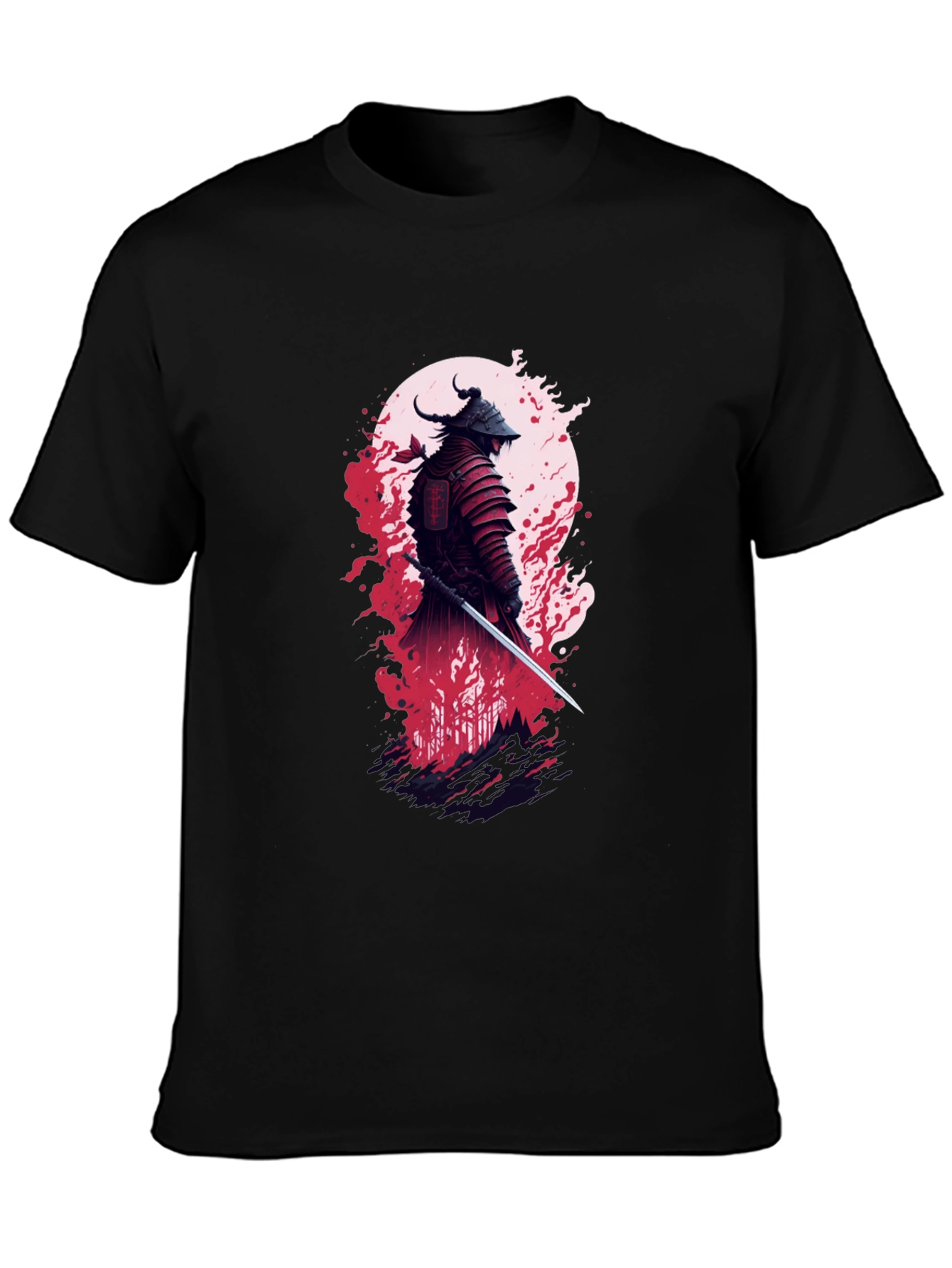 Samurai Warrior Graphic Tee - Stylish Black T-Shirt