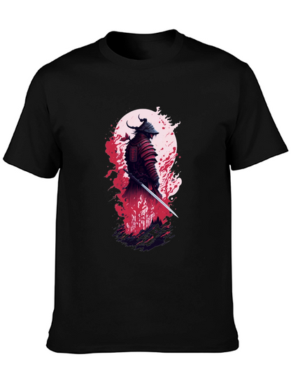 Samurai Warrior Graphic Tee - Stylish Black T-Shirt