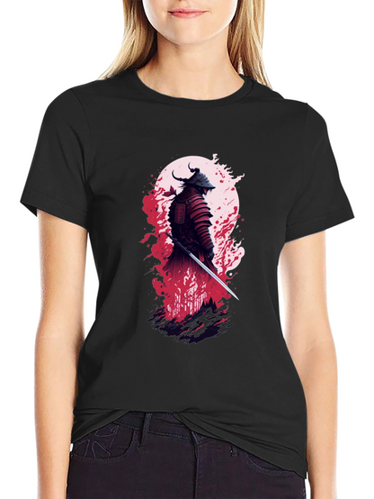 Samurai Warrior Graphic Tee - Stylish Black T-Shirt