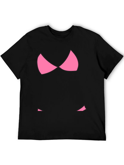 Funny Pink Bikini Top Graphic T-Shirt - Black