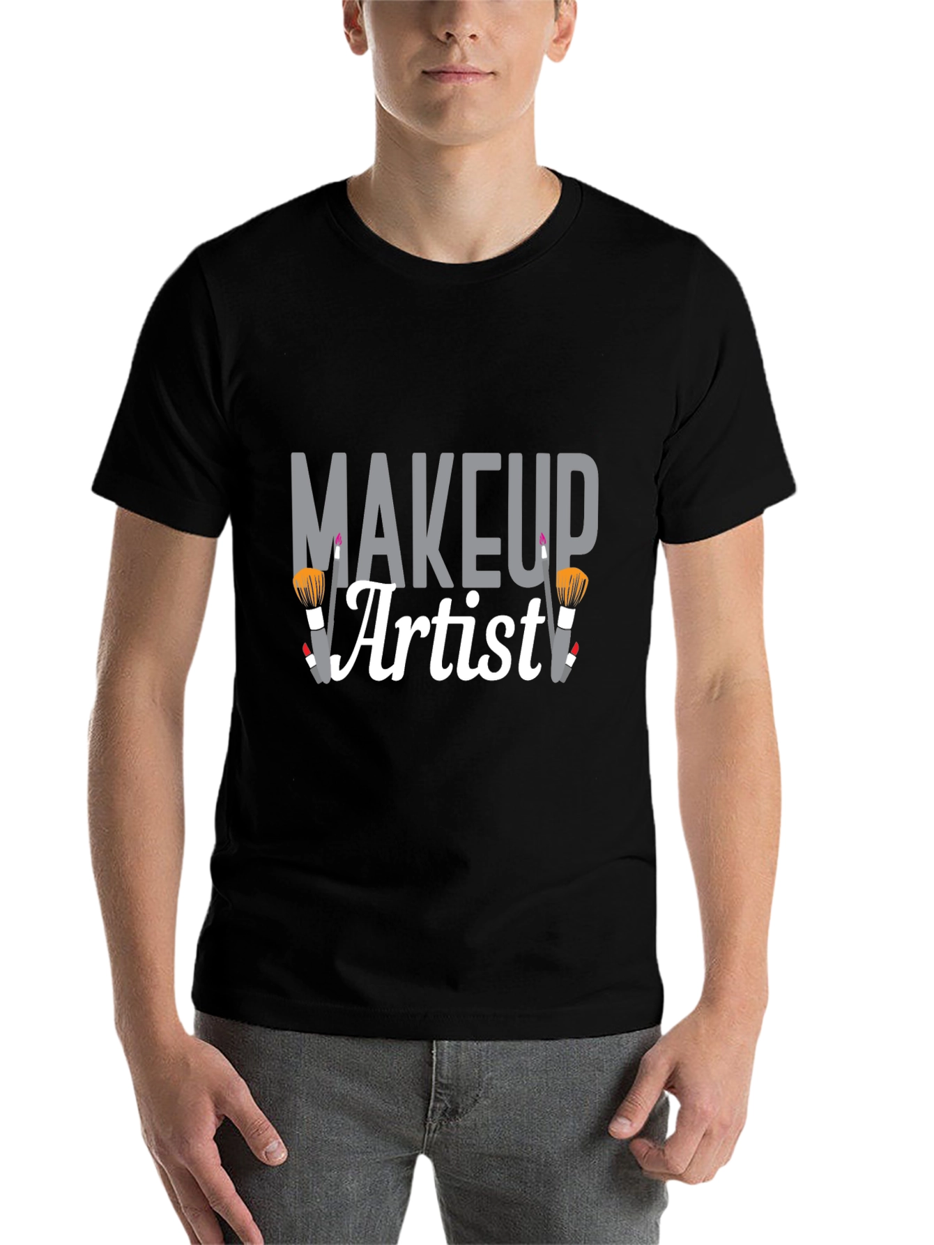 Makeup Artist Graphic Tee - Black Cotton T-Shirt