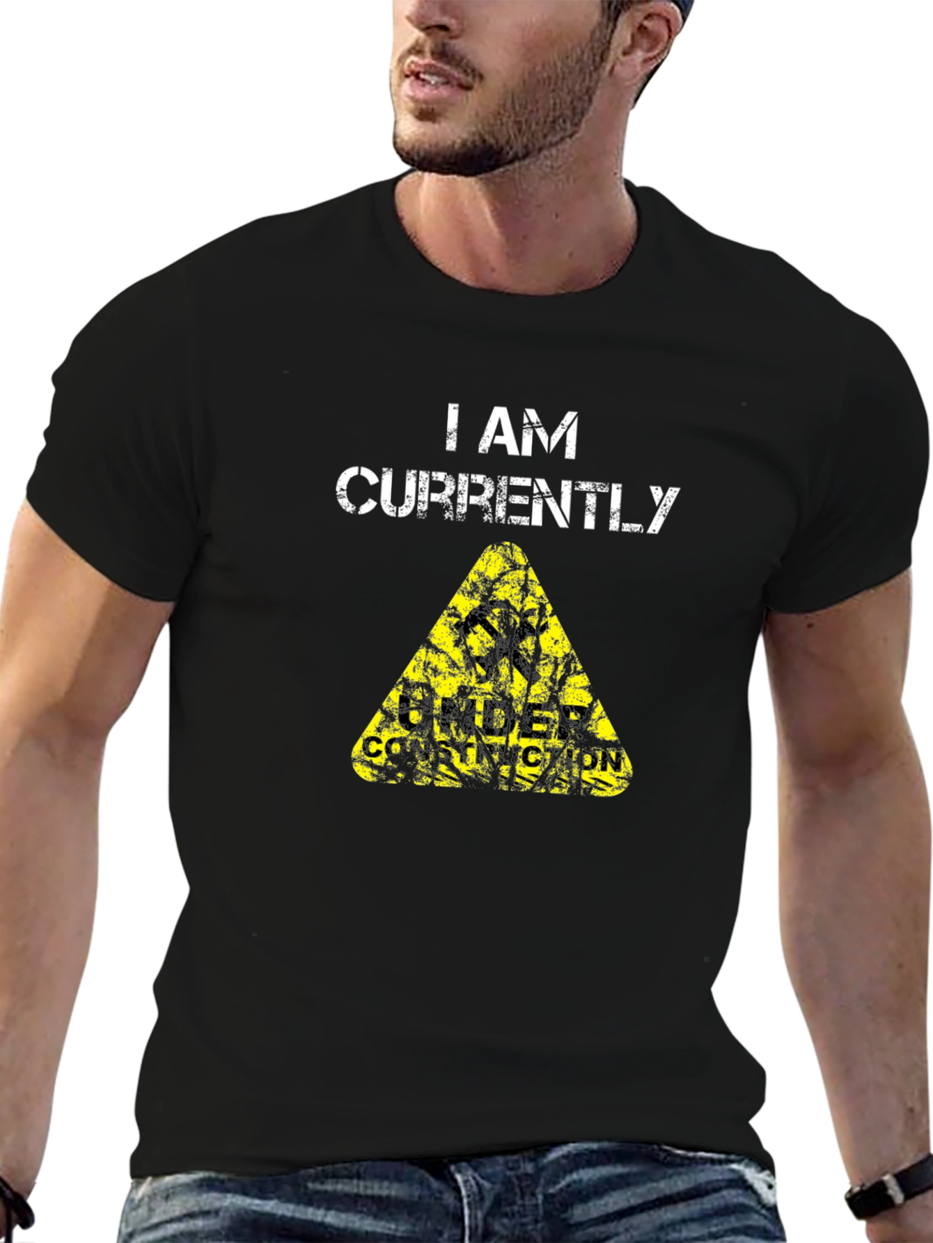 Under Construction Mens T-Shirt - Black Graphic Tee