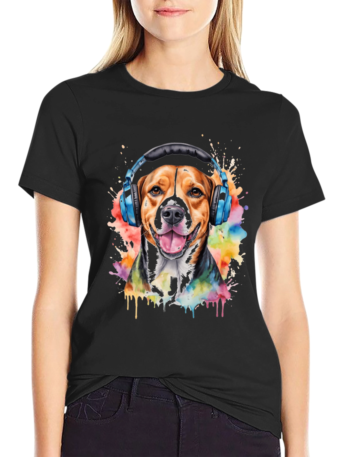 Dog with Headphones Graphic Tee