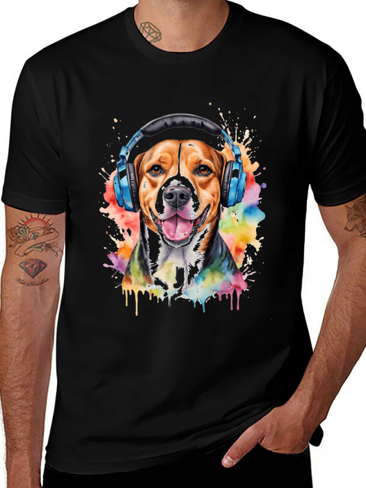 Dog with Headphones Graphic Tee