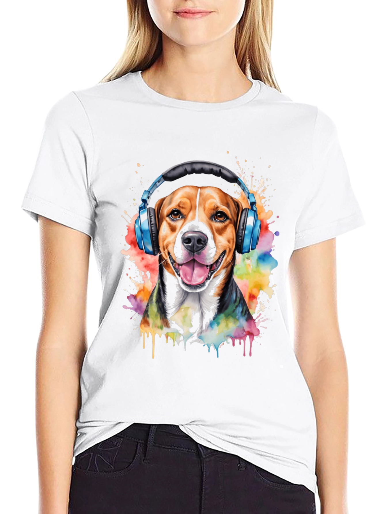 Dog with Headphones Graphic Tee