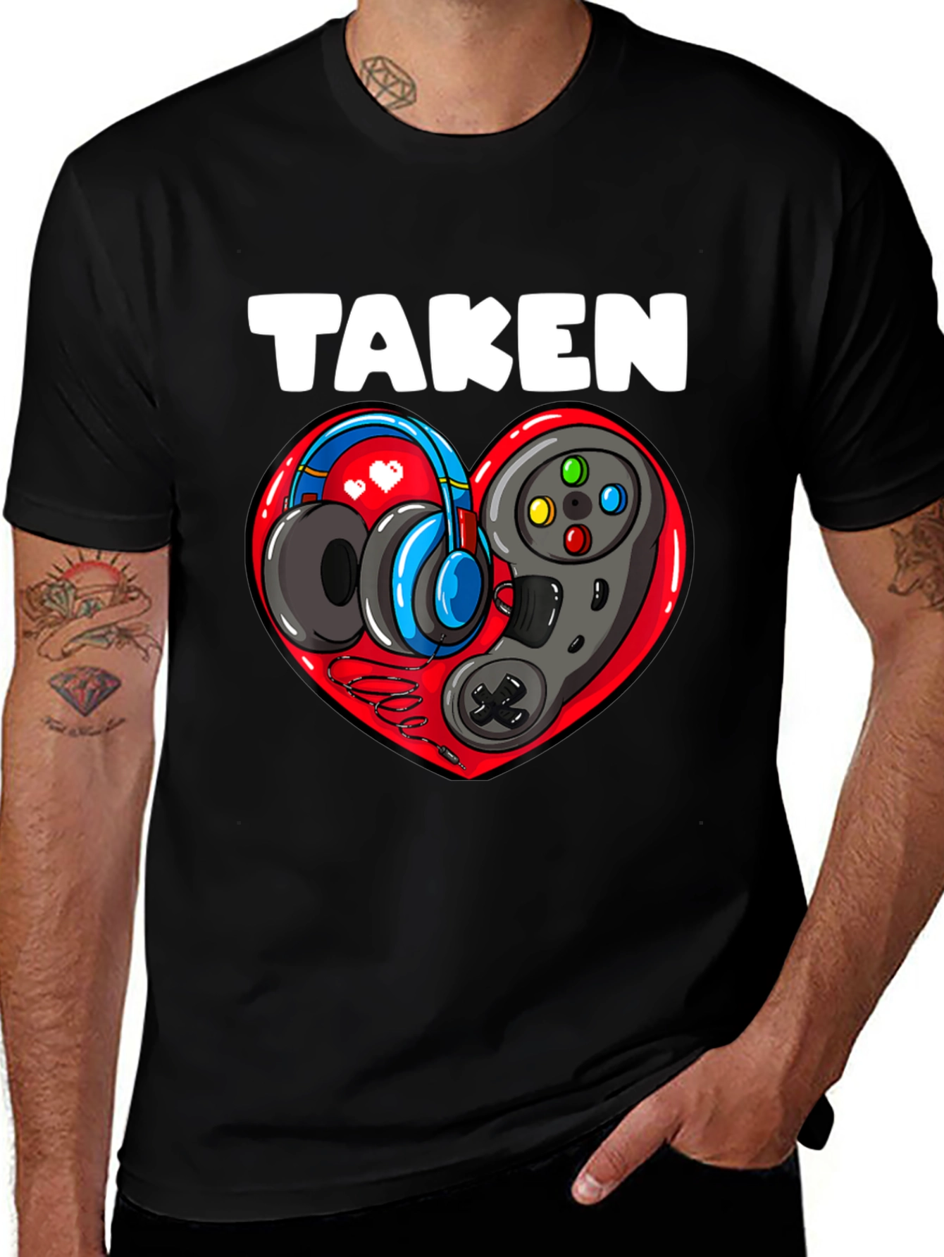 Taken Gamer Heart T-Shirt - Black