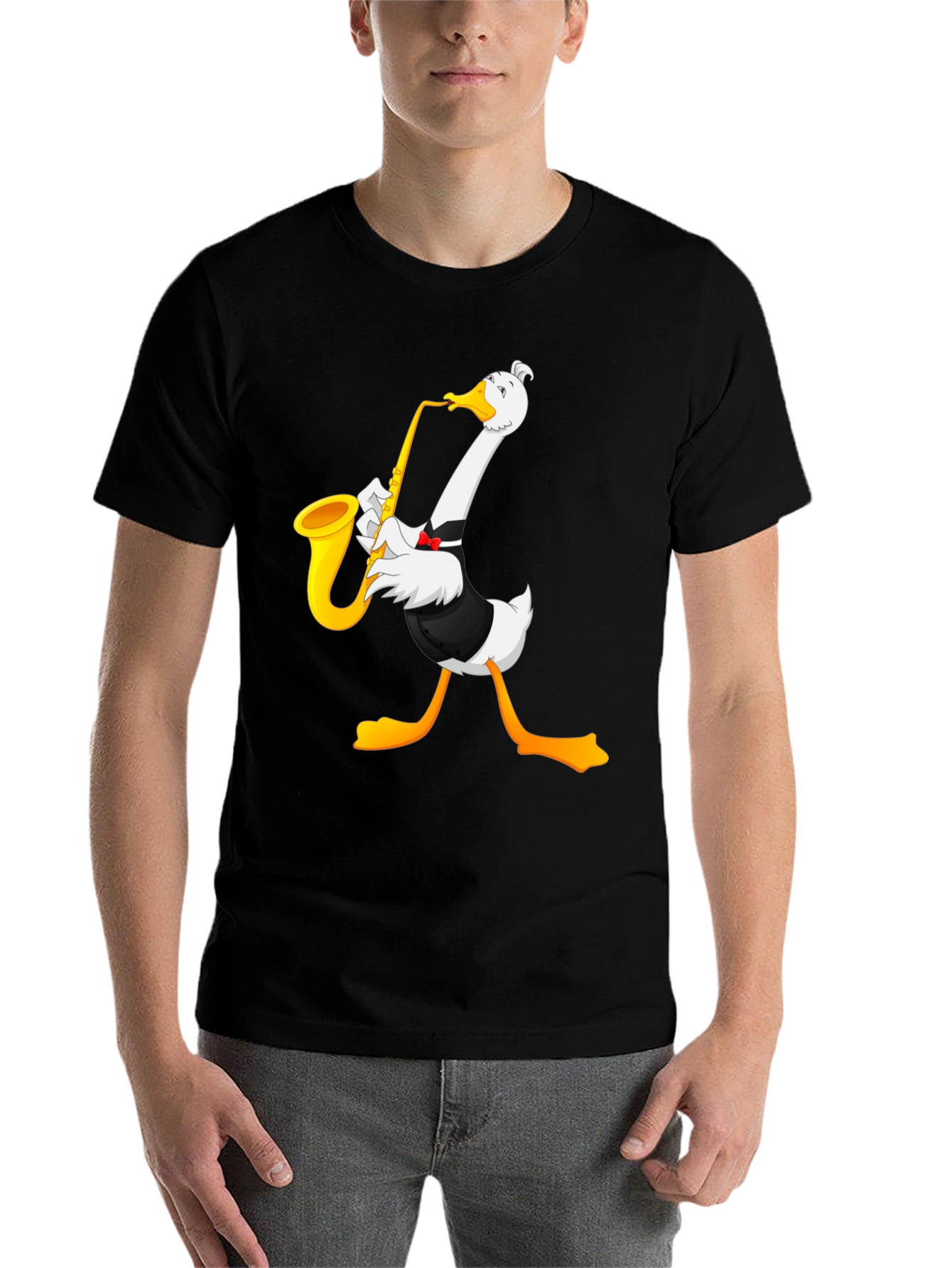 Saxophone Goose Graphic T-Shirt
