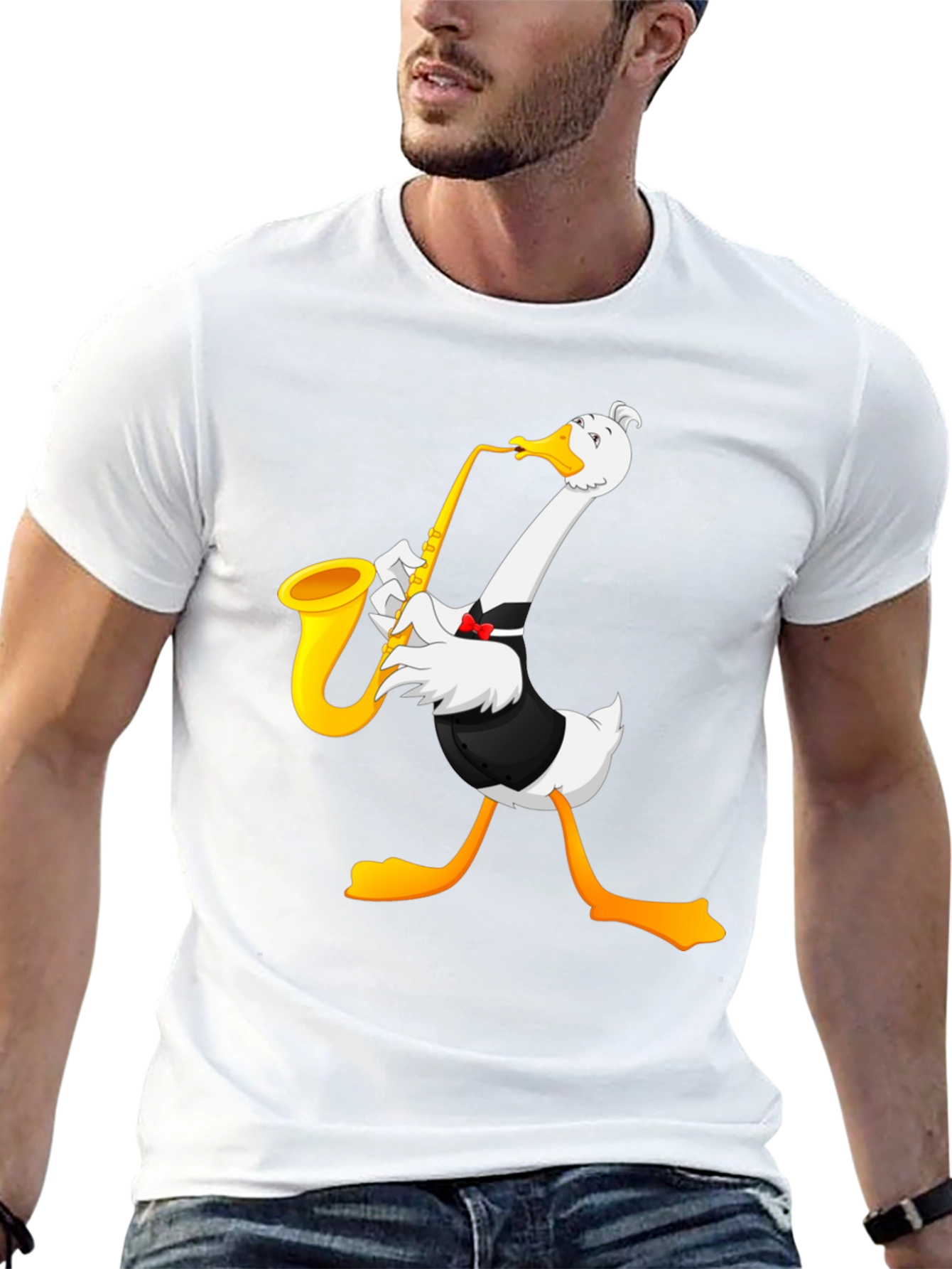 Saxophone Goose Graphic T-Shirt