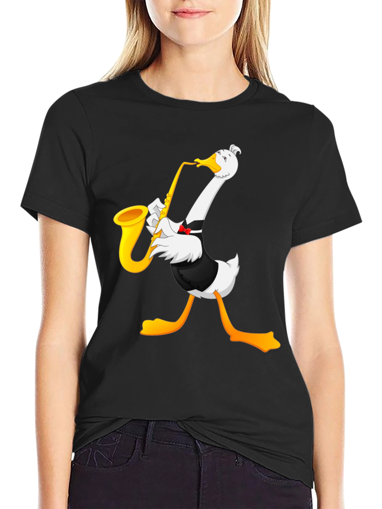 Saxophone Goose Graphic T-Shirt