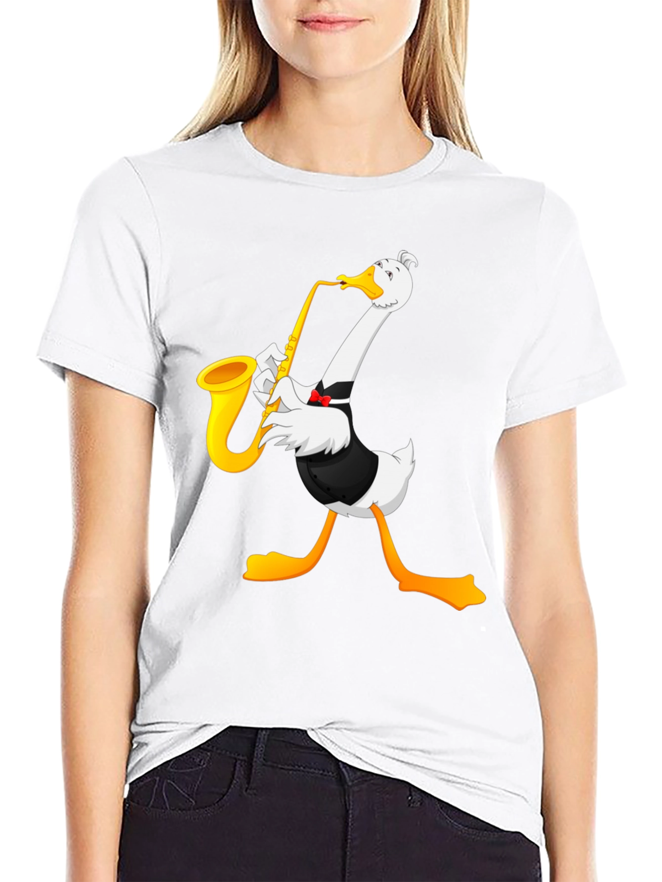 Saxophone Goose Graphic T-Shirt