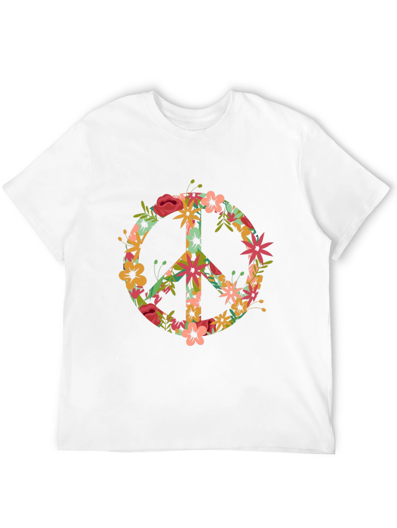 Floral Peace Sign Black T-Shirt