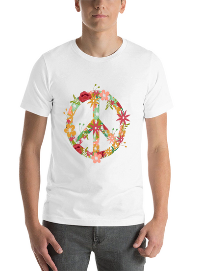 Floral Peace Sign Black T-Shirt
