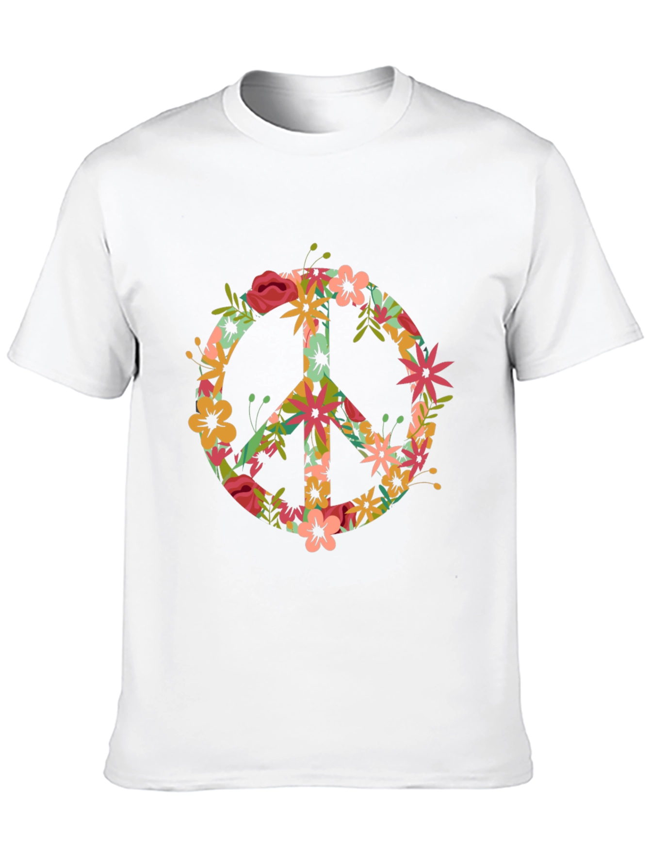 Floral Peace Sign Black T-Shirt