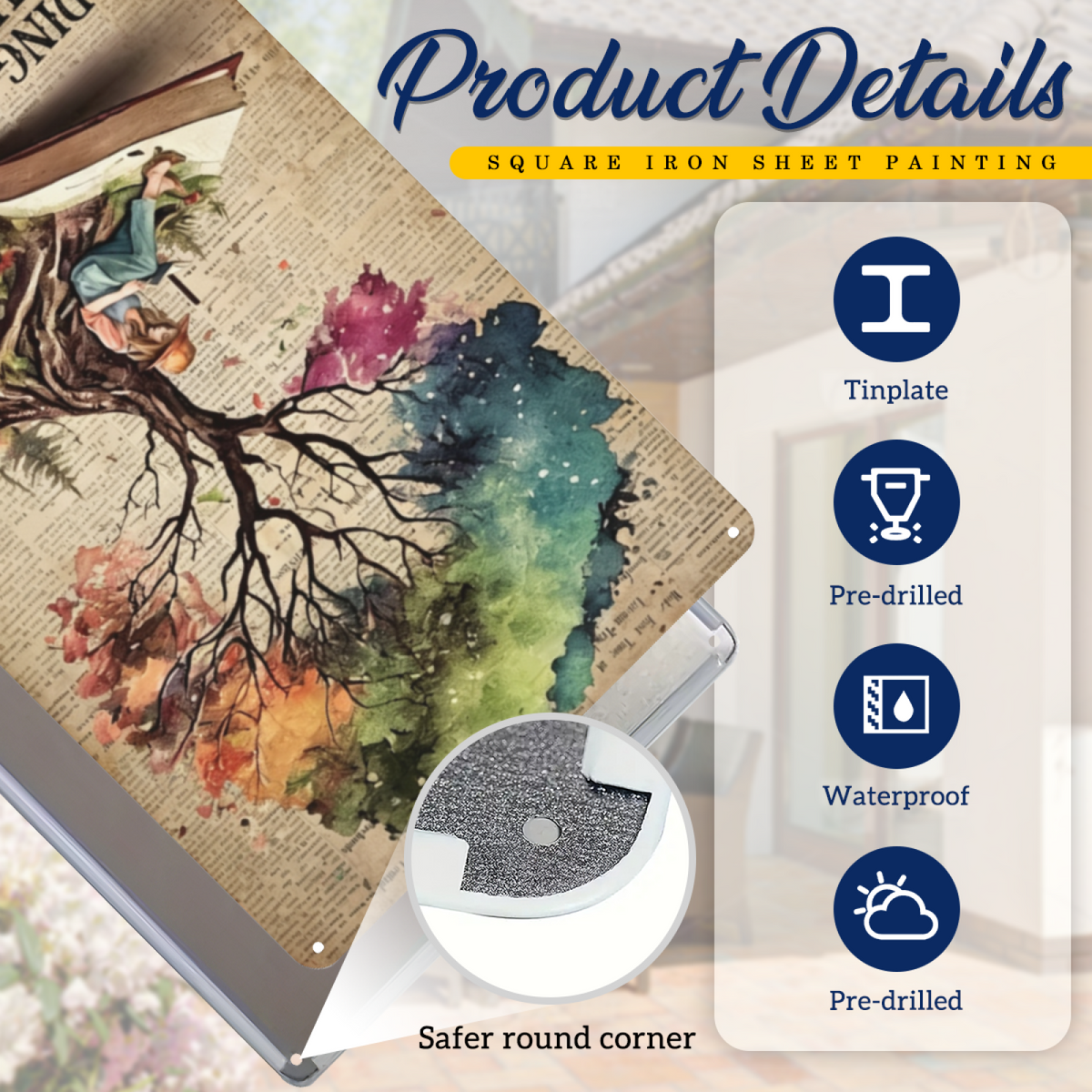 Watercolor Tree Reading Will Take You Everywhere Book Tin Sign