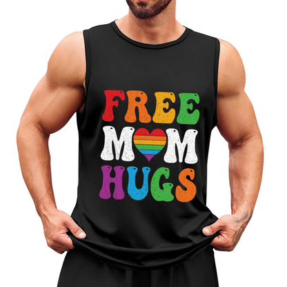 Free Mom Hugs Rainbow Pride Heart LGBTQ Friendly Tank Top
