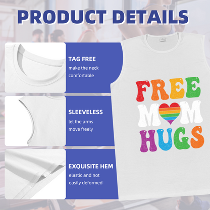 Free Mom Hugs Rainbow Pride Heart LGBTQ Friendly Tank Top
