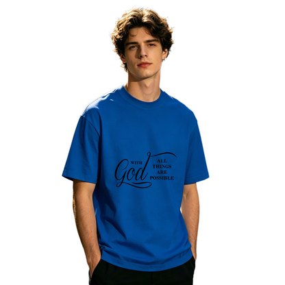 Men's Dark Tone God All Things Are Possible Faith Minimal Tee