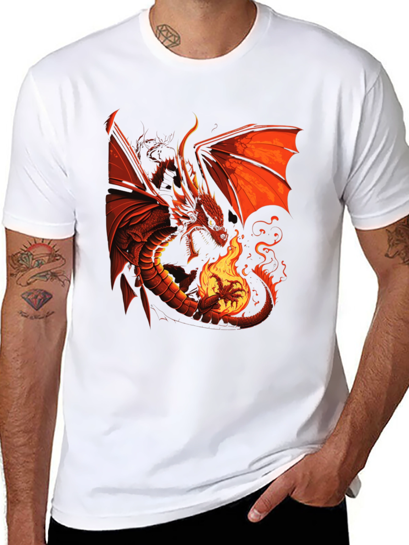 Fiery Dragon Graphic T-Shirt - Bold Statement Tee
