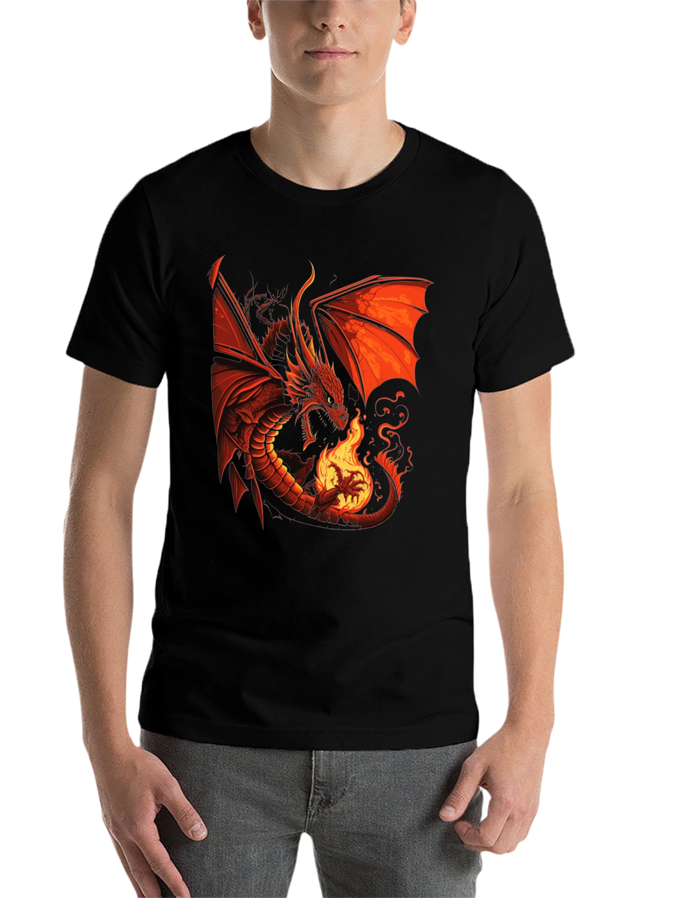 Fiery Dragon Graphic T-Shirt - Bold Statement Tee