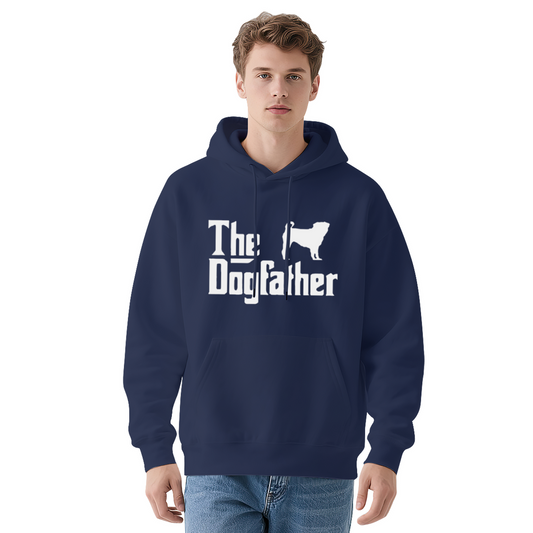 The Dogfather Dog Silhouette Navy Hoodie, Pet Lover Unisex Comfort Sweatshirt