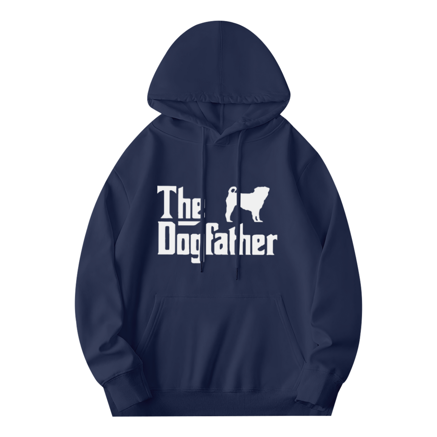 The Dogfather Dog Silhouette Navy Hoodie, Pet Lover Unisex Comfort Sweatshirt