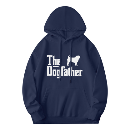The Dogfather Dog Silhouette Navy Hoodie, Pet Lover Unisex Comfort Sweatshirt