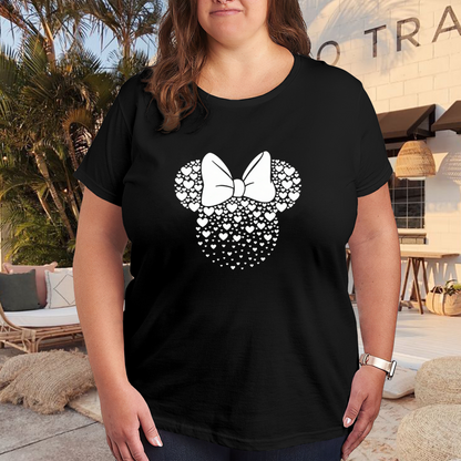 Heart Shape Minnie Mouse Bow Cute Plus Size Women¡¯s Printed T-Shirt