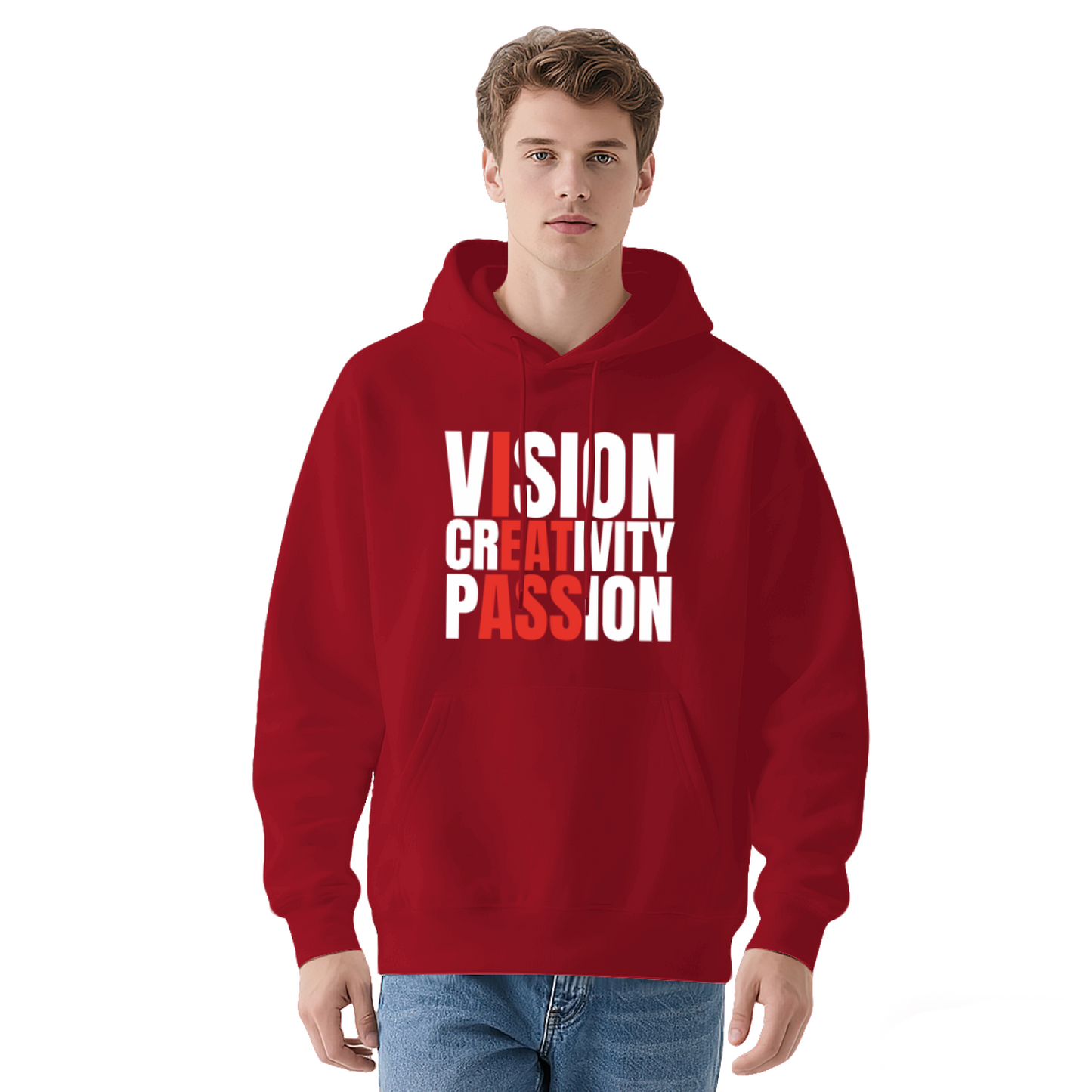 Vision Creativity Passion Slogan Gray Hoodie, Inspiring Soft Unisex Comfort Top