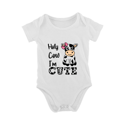 Holy Cow I¡¯m Cute Cartoon Cow Adorable Infant Bodysuit
