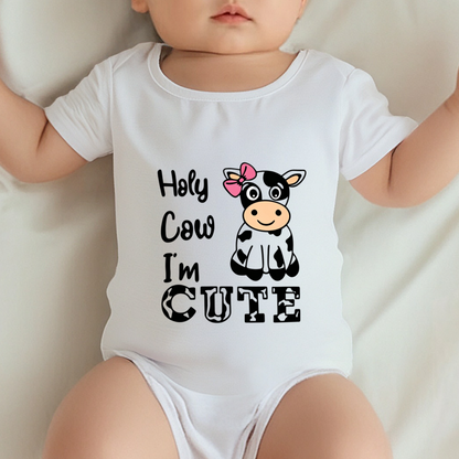 Holy Cow I¡¯m Cute Cartoon Cow Adorable Infant Bodysuit